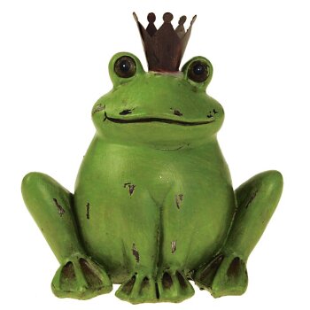 Keramikfigur Froschkönig mit Metallkrone 12,5 cm...