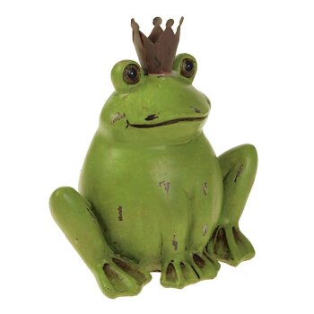 Keramikfigur Froschkönig mit Metallkrone 12,5 cm Keramikfrosch Froschfigur
