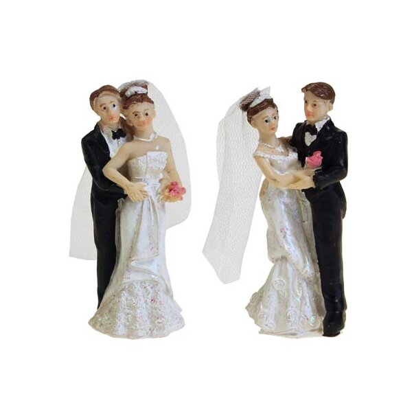 Dekofiguren Braut und Bräutigam mit Brautstrauß 8,5 cm 2er-Set Hochzeitsfiguren