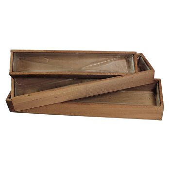 Holzkisten zum Bepflanzen oder Bestecken braun 3er-Set 40+45+50 cm