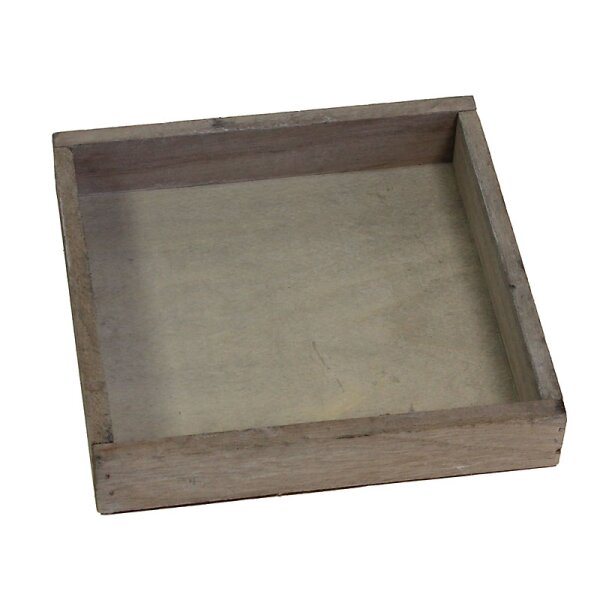 Holzschale quadratisch Holztablett grau 16 x 16 cm