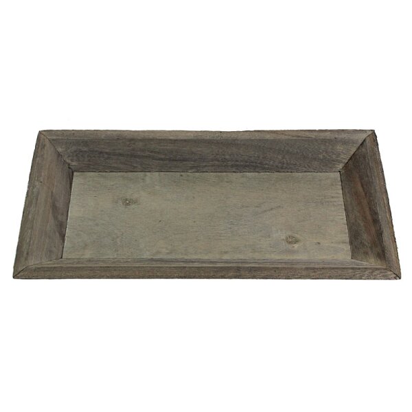 Holz-Tablett grau-braun 30 x 16 cm Gesteckunterlage Kerzenschale