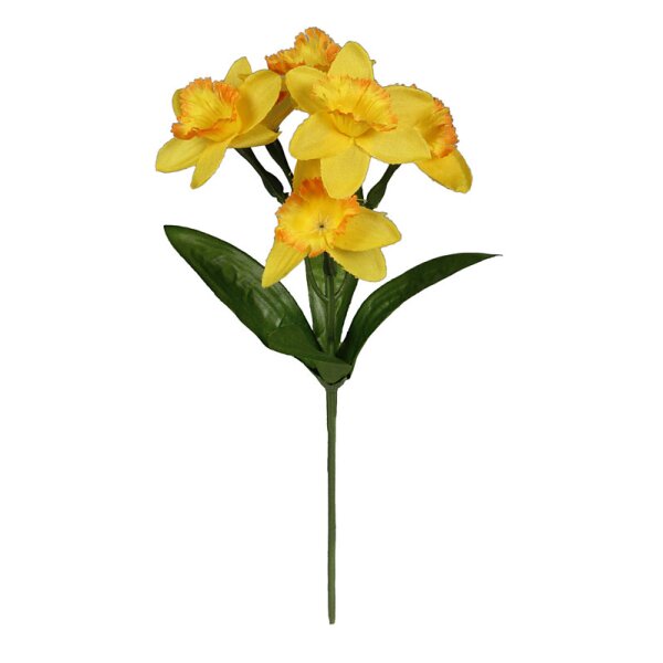 Narzissen-Pick mit 6 Narzissen-Blüten gelb-orange 20 cm Kunstblumen Frühlingsblüher