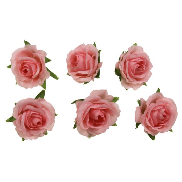 Rosenblüten-Köpfe zum Basteln 3,5 cm zartrosa 6 Stück