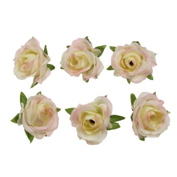Rosenblüten-Köpfe zum Basteln 3,5 cm rosa-creme 36 Stück