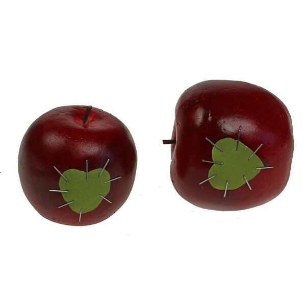 Dekoäpfel rot mit grünem Herz 5,5 cm