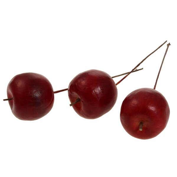 Deko-Äpfel rot am Draht 3,5 cm rote Miniäpfel
