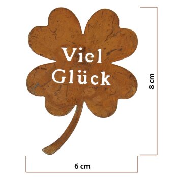 Kleeblatt "Viel Glück" in Edelrost günstig kaufen 8 cm