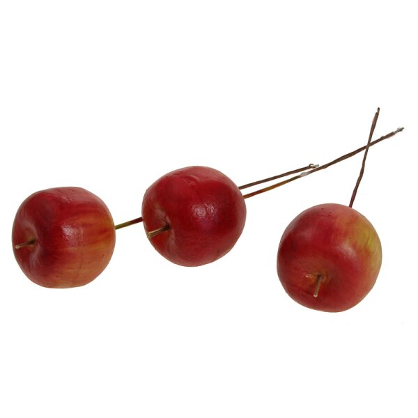 Deko-Äpfel rot-gelb am Draht 3,5 cm rot-gelbe Miniäpfel