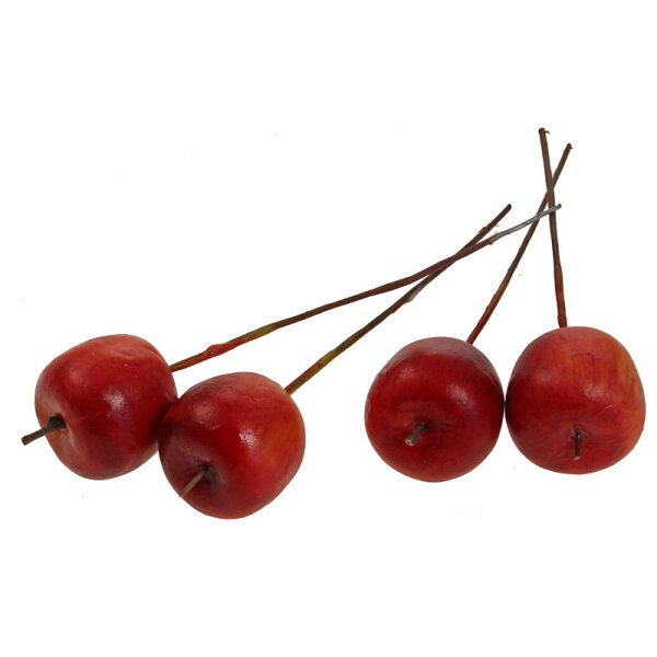 Deko-Äpfel rot-gelb am Draht 2,5 cm rot-gelbe Mini-Äpfel