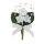 Anstecksträußchen zur Hochzeit mit Anstecknadel 3 weisse Blüten 11 cm
