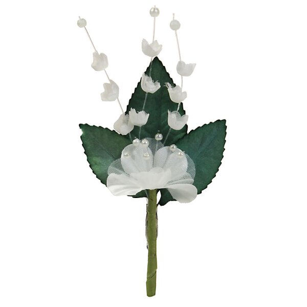 Anstecksträußchen mit Anstecknadel creme Blüte 12 cm