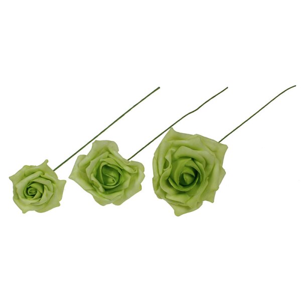 Foamrosen Schaumrosen grün 8-9 cm Foam Rosen Kunstblumen
