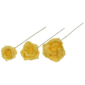 Foamrosen Schaumrosen gelb 8-9 cm Foam Rosen Kunstblumen