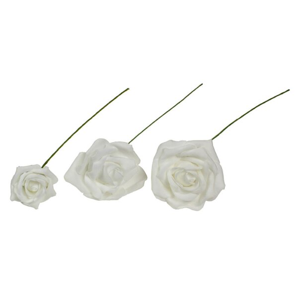 Foamrosen Schaumrosen weiss 8-9 cm Foam Rosen Kunstblumen