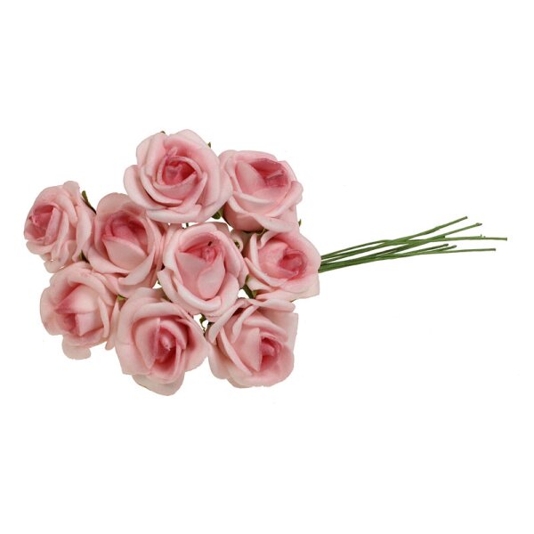 Foamrosen-Bund Schaumrosen rosa-creme 2,5-3 cm Foam Rosen Miniröschen Minirosen