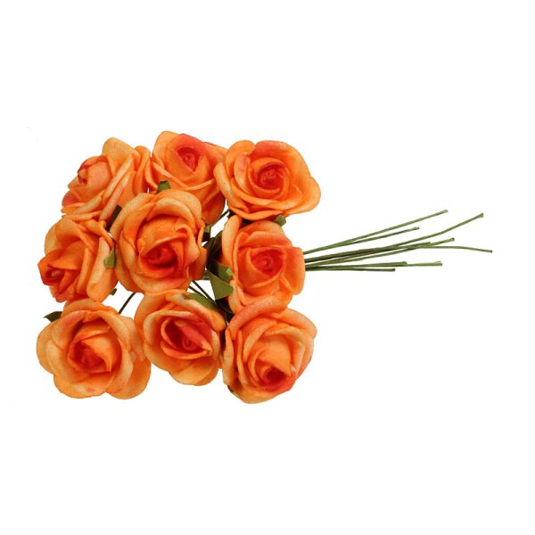 Foamrosen-Bund Schaumrosen orange 2,5-3 cm Foam Rosen Miniröschen Minirosen