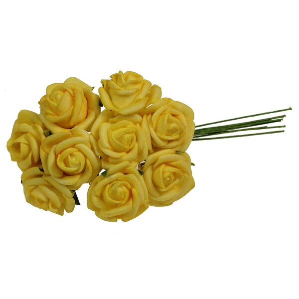 Foamrosen-Bund Schaumrosen gelb 2,5-3 cm Foam Rosen Miniröschen Minirosen