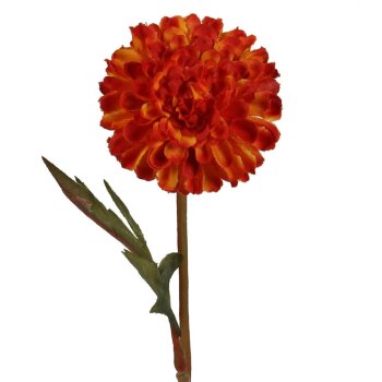 Pom-Pom Dahlie rot-orange 30 cm künstliche Dahlien Seidenblumen Kunstblumen