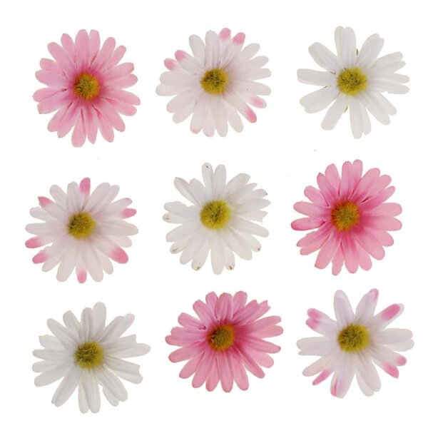 Margeriten-Blüten zum Streuen rosa-weiss 4 cm 9 Stück