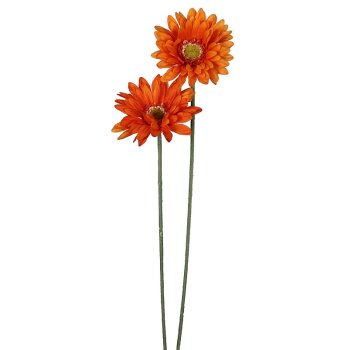 Deko Gerbera orange Ton-in-Ton 2er-Set 55 cm Seidenblumen Kunstblumen