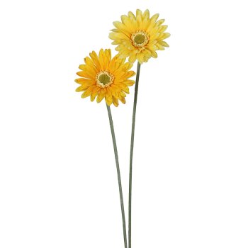 Deko Gerbera gelb Ton-in-Ton 2er-Set 55 cm Seidenblumen Kunstblumen