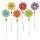 Filzblüten-Stecker in 6 Farben gemischt 27 cm 6er-Set Dekostecker Filzblumen am Stab