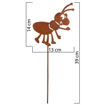 Niedliche Ameise als Dekostecker in rostig 39 cm