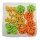 Filzstreu-Mix hellgrün-gelb-orange mit Vögeln und Libellen 3-4 cm 72 Stück