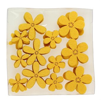 Filzblüten zum Streuen gelb 2,5-4 cm Sparpackung 72 Stück Filzblumen Deko