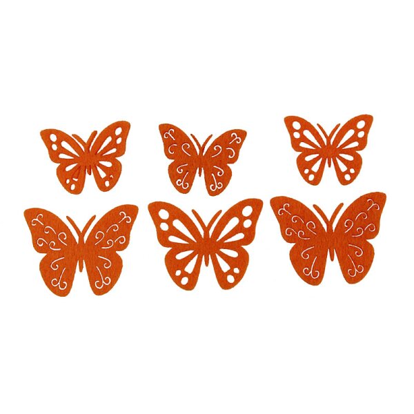Filz-Schmetterlinge gelasert orange 3,5-5 cm 6 Stück Filzdeko Filzstreu