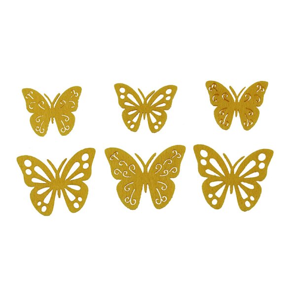 Filz-Schmetterlinge gelasert gelb 3,5-5 cm 6 Stück Filzdeko Filzstreu