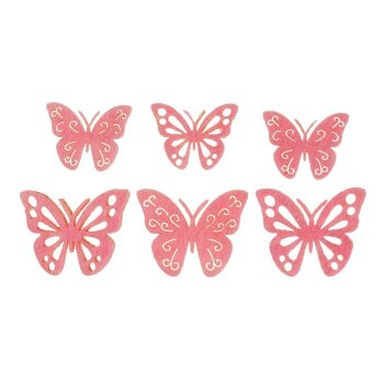 Filz-Schmetterlinge gelasert rosa 3,5-5 cm 6 Stück...