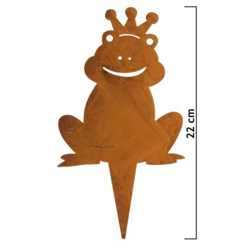Rostiger Froschkönig als Dekostecker 22 cm