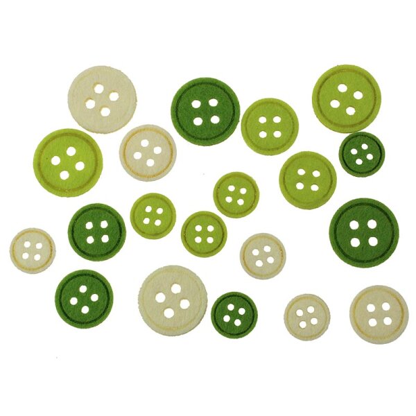 Filzknöpfe creme-grün-hellgrün 2-3 cm 108 Stück