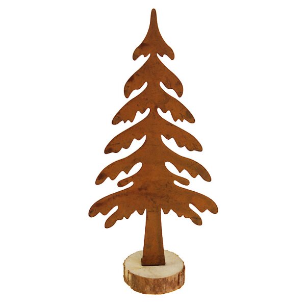 Deko-Tannenbaum rostig aus Metall auf Holzfuß 23 cm Weihnachtsdeko Edelrost