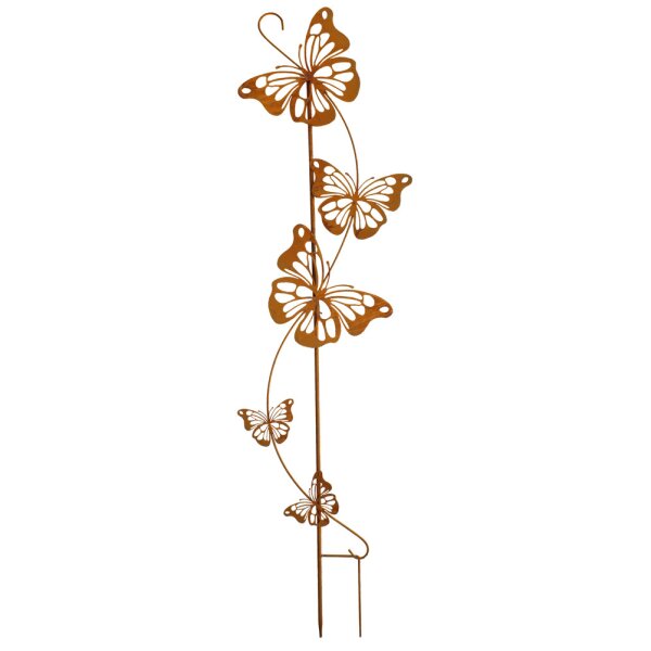Rostiger Gartenstecker mit Schmetterlingen 120 cm