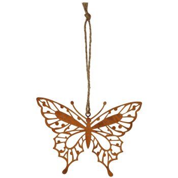 Rostiger Schmetterling filigrane Flügel mit Aufhänger 20 cm