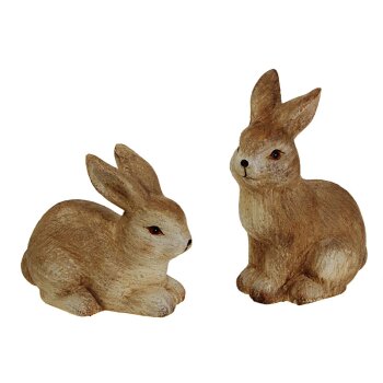 Natürliche Keramik-Hasen 8-11,5 cm 2er-Set Hasen Figuren aus Keramik