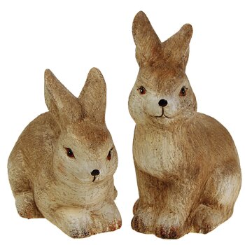 Natürliche Keramik-Hasen 8-11,5 cm 2er-Set Hasen Figuren aus Keramik