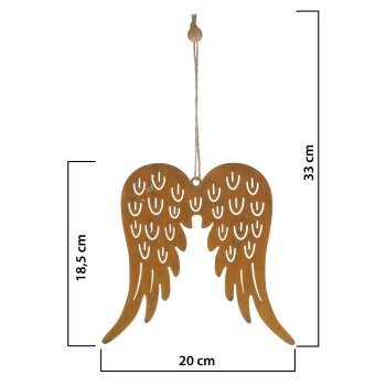 Große rostige Engelsflügel zum Aufhängen 33 cm