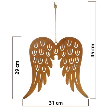 Große rostige Engelsflügel zum Aufhängen 45 cm