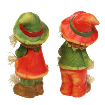 Keramikfiguren Herbstkinder mit Kürbis und Sonnenblume 17 cm Stückpreis