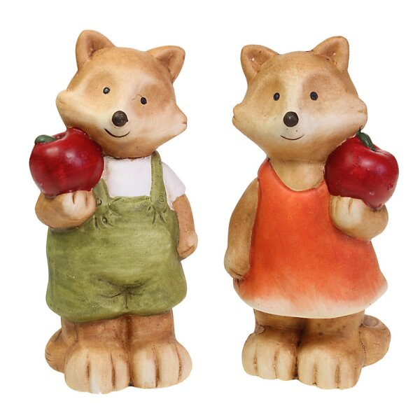 Niedliche Keramik-Füchse mit Apfel stehend 17 cm Stückpreis
