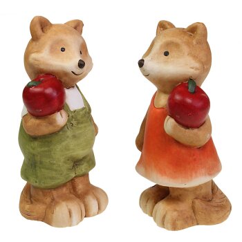Niedliche Keramik-Füchse mit Apfel stehend 17 cm Stückpreis
