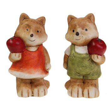 Niedliche Keramik-Füchse mit Apfel stehend 11 cm Stückpreis