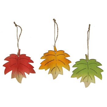 Herbstlaub-Hänger aus Holz bunt sortiert 19-20 cm 6er-Set bunte Herbstblätter