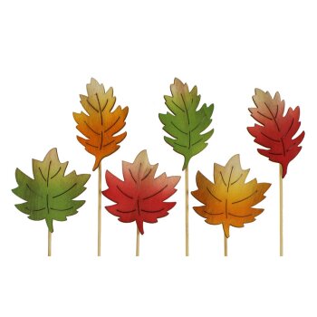 Herbstlaub-Stecker aus Holz bunt sortiert 30 cm 6er-Set