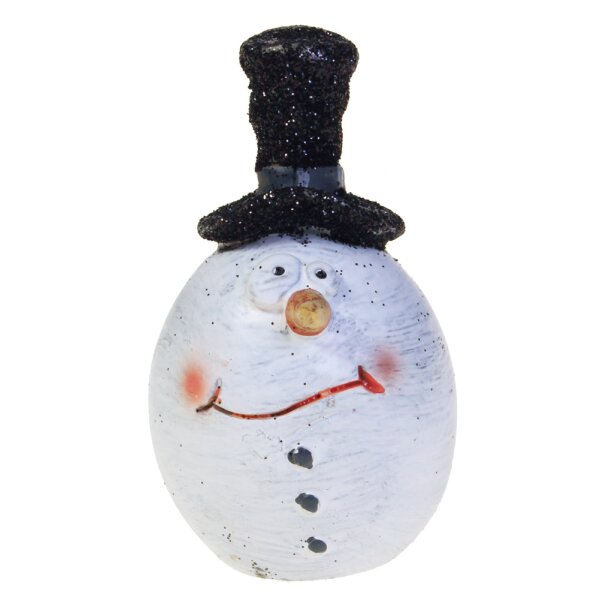 Lustiger Keramik-Schneemann mit schwarzem Zylinder 7,5 cm