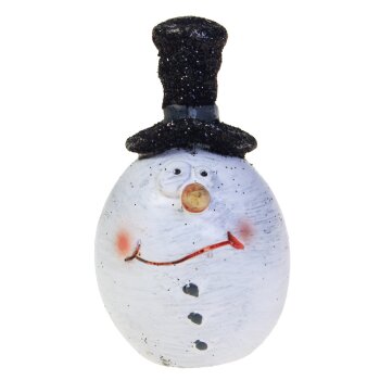 Lustiger Keramik-Schneemann mit schwarzem Zylinder 7,5 cm